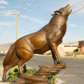 Outdoor Decoration Metal Craft Life Size Brass Bronze Wolf Sculpture